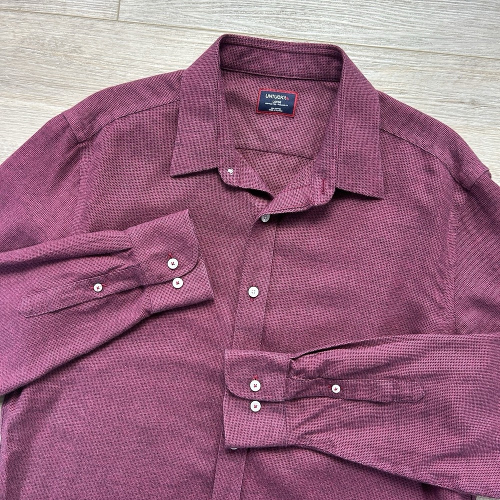 UNTUCKit Large Regular Fit Wrinkle Free Cotton Button Down Shirt Burgundy